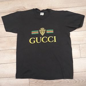 80’s GUCCI Bootleg Stedman Rap Black Cotton Mens T Shirt Sz M VTG‎ RARE